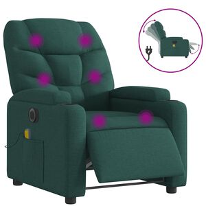 vidaXL Massagesessel Elektrisch Dunkelgr&uuml;n Stoff