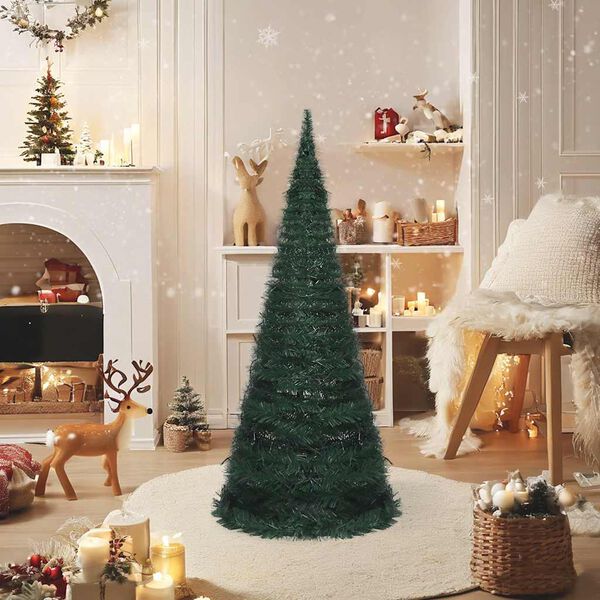 vidaXL K&uuml;nstlicher Pop-Up-Weihnachtsbaum mit Beleuchtung Gr&uuml;n 150 cm