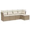vidaXL 5-tlg. Garten-Sofagarnitur mit Kissen Beige Poly Rattan