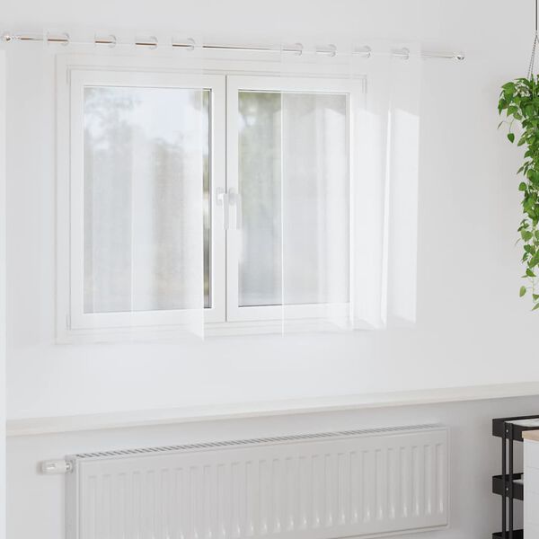 vidaXL Voile-Vorhang mit Vorh&auml;ngen 2 pcs Wei&szlig; 140 x 140 cm Polyester