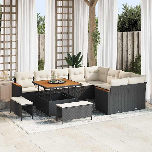 vidaXL Gartensofa-set 12 pcs Schwarz Poly-Rattan