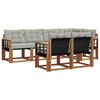 vidaXL Outdoor-Sofagarnitur mit Kissen 7 pcs Nat&uuml;rlich und Hellgrau