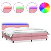 vidaXL Boxspringbett mit Matratze & LED Rosa 180x210 cm Samt