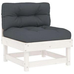 vidaXL Mittelsofa mit Kissen Wei&szlig; Massivholz Kiefer