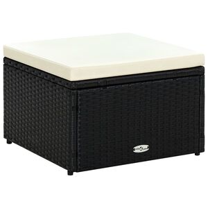 vidaXL Hocker mit Kissen Poly Rattan 53&times;53&times;30 cm Schwarz