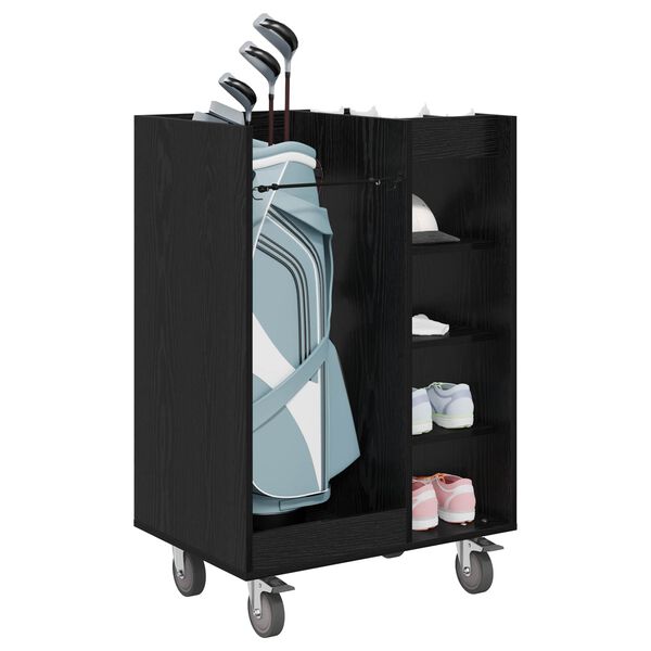 vidaXL Golf Schrank Mit Rad Uni Schwarz Eichen-Optik 65 x 45 x 98 cm