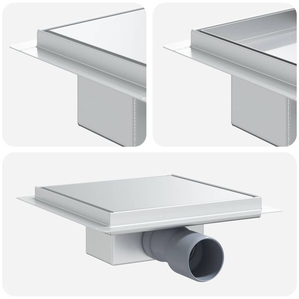 vidaXL 2 in 1 Duschabfluss Silber 20 x 20 cm Edelstahl 304