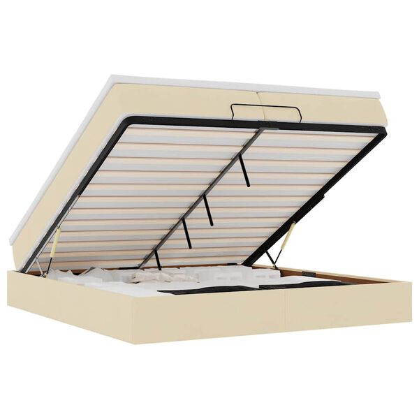 vidaXL Ottoman-Bett mit Matratzen Creme 200x200 cm Stoff