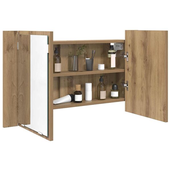 vidaXL Badezimmerspiegelschrank mit T&uuml;r Artisan-Eiche 80 x 12 x 45 cm
