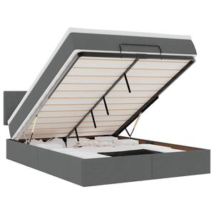 vidaXL Ottomane Bett mit Matratze & LEDs Dunkelgrau 140x200 cm Stoff