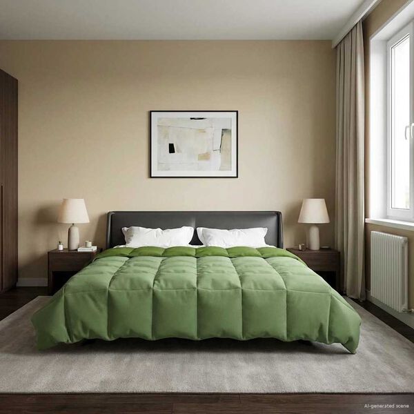 vidaXL Sommerdecke Gepolstert Gr&uuml;n 240 x 260 cm Mikrofaser