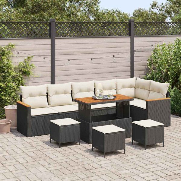 vidaXL Gartensofa-set 10 pcs Schwarz Poly-Rattan