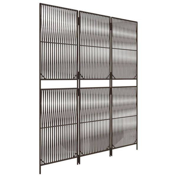 vidaXL Paravent 3-tlg. Braun Poly Rattan