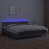 vidaXL Boxspringbett mit Matratze & LED Grau 200x200 cm Kunstleder
