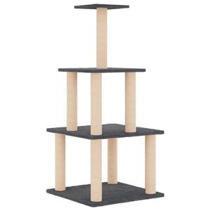 vidaXL Kratzbaum mit Sisal-Kratzs&auml;ulen Dunkelgrau 111 cm