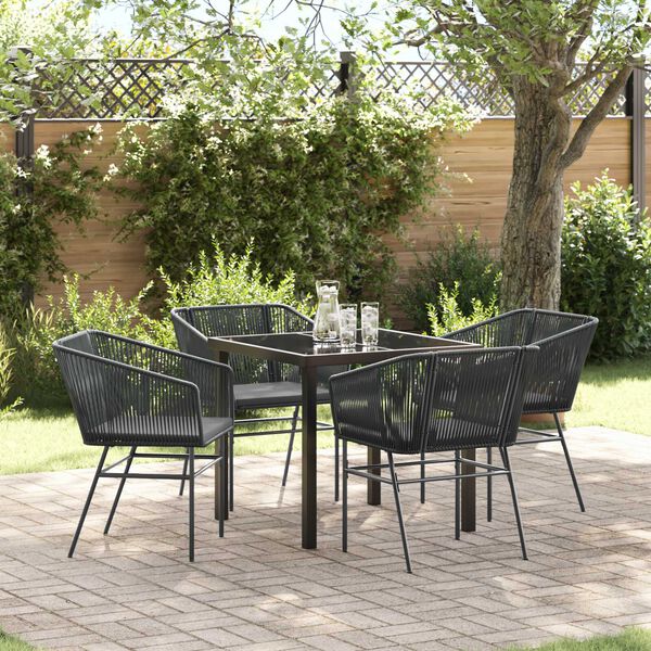 vidaXL Garten Essgruppe 5 pcs Schwarz Pulverbeschichteter Stahl