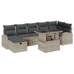 vidaXL Garten-Sofa-Set mit Kissen 8 pcs Hellgrau Poly Rattan