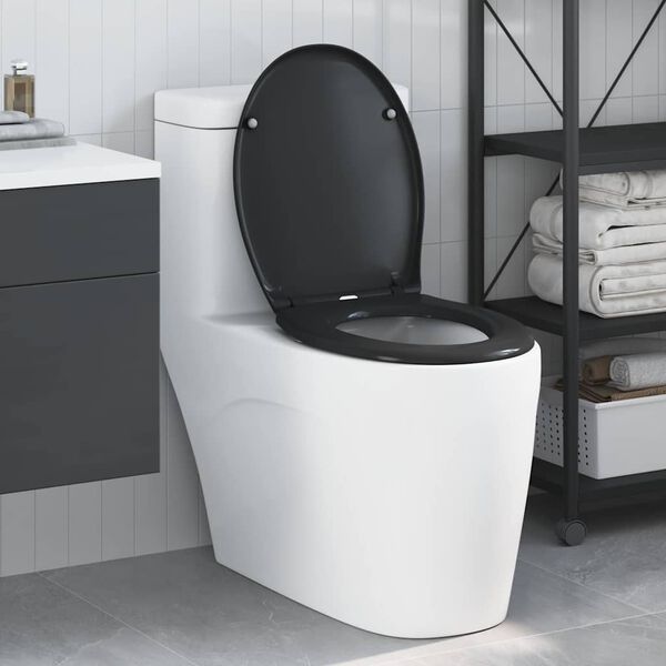 vidaXL Toilettensitz Schwarz 44,8 x 37,3 x 4,2 cm Duroplast