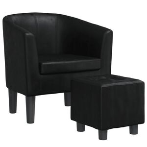 vidaXL Clubsessel mit Fu&szlig;hocker Schwarz Kunstleder