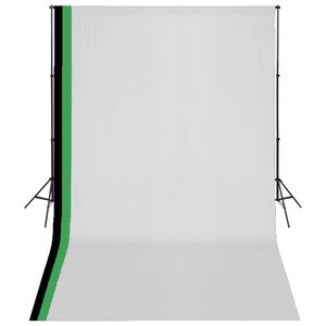 vidaXL Fotostudio Set 3 Baumwolle-Hintergr&uuml;nde Rahmen verstellbar 3x5m