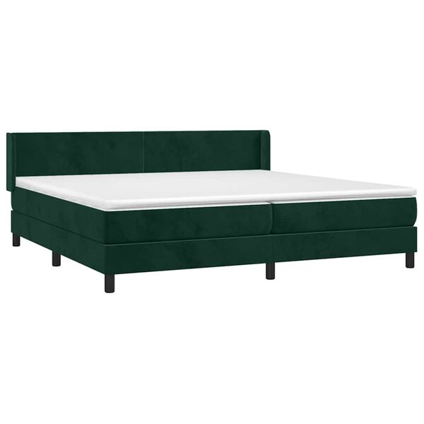 vidaXL Boxspringbett mit Matratze Dunkelgr&uuml;n 200x200 cm Samt