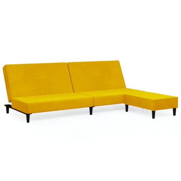 vidaXL Schlafsofa 2-Sitzer mit Fu&szlig;hocker Gelb Samt