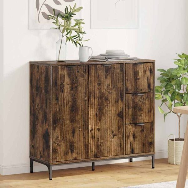 vidaXL Sideboard Ger&auml;ucherte Eiche 89,5 x 33 x 82 cm Holzwerkstoff