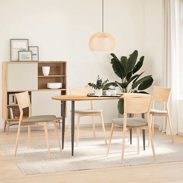 vidaXL Tischplatte 140x60x2 cm Massivholz Eiche Oval