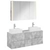 vidaXL Badezimmerm&ouml;bel-Set 4 pcs Betongrau Ingenieurholz und Glas