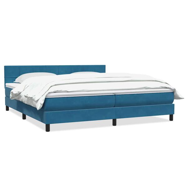 vidaXL Boxspringbett mit Matratze Dunkelblau 180x210 cm Samt