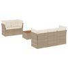 vidaXL 6-tlg. Garten-Sofagarnitur mit Kissen Beige Poly Rattan