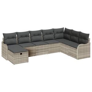 vidaXL Sofa Set 8 stk. 8-Sitzanzahl Hellgrau Poly-Rattan