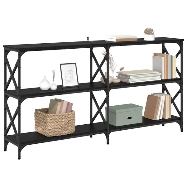 vidaXL Konsolentisch Schwarz Eichen-Optik 156 x 28 x 80,5 cm