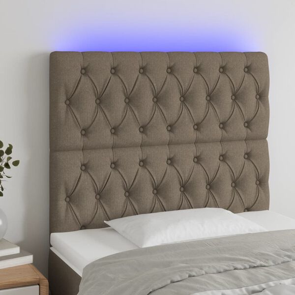vidaXL LED Kopfteil Taupe 100x7x118/128 cm Stoff
