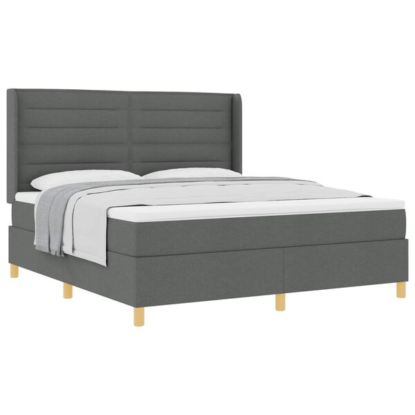 vidaXL Boxspringbett mit Matratze Dunkelgrau 180 x 200 cm Stoff