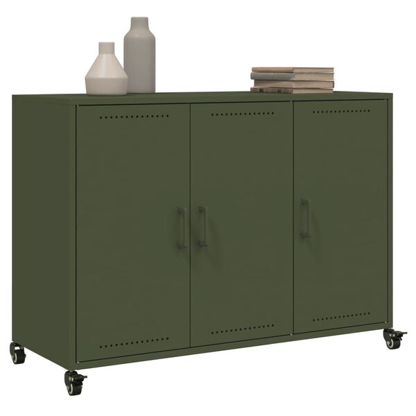 vidaXL Sideboard Olivgr&uuml;n 100,5x39x72 cm Stahl