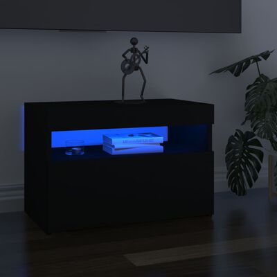 vidaXL TV-Schrank mit LED-Leuchten Schwarz 60x35x40 cm