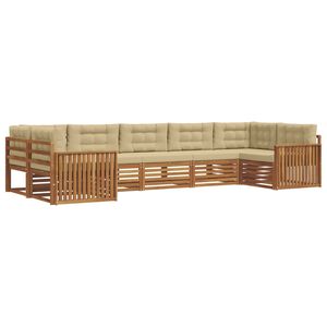 vidaXL Outdoor-Sofagarnitur mit Kissen 7 pcs Natur und Beige