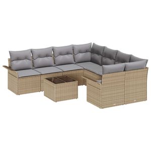 vidaXL Gartensofa-set mit Kissen 9 pcs Beige und Grau Poly-Rattan