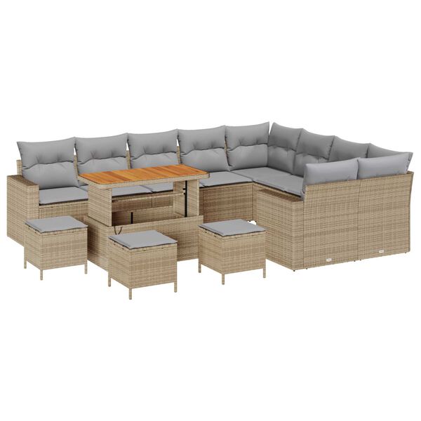 vidaXL Garten-Sofa-Set 13 pcs Beige Poly-Rattan