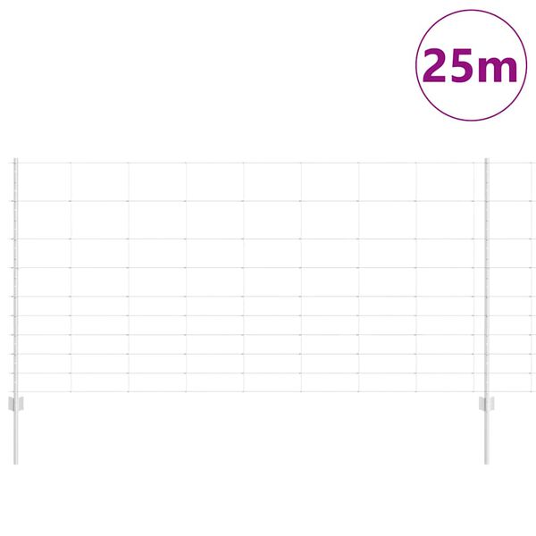 vidaXL Zaun mit Pfosten Silber 1,2 x 25 m Stahl