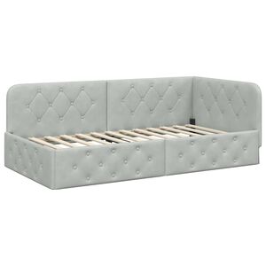 vidaXL Eckbettgestell Hellgrau 90 x 190 cm Samt