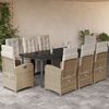 vidaXL 9-tlg. Garten-Essgruppe mit Kissen Beige Poly Rattan