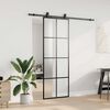vidaXL Schiebet&uuml;r mit Beschlag Schwarz 76x205 cm ESG-Glas