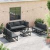 vidaXL Gartensofa-set mit Kissen 8 pcs Schwarz Aluminium