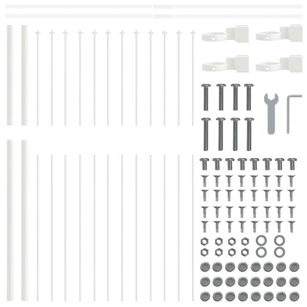 vidaXL Gartenzaun Weiß 1,7 x 1,5 m Pulverbeschichteter Stahl