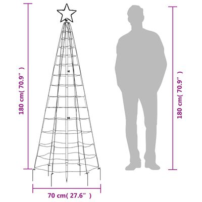 vidaXL LED-Weihnachtsbaum mit Erdspießen 220 LEDs Mehrfarbig 180 cm
