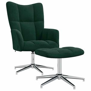 vidaXL Relaxsessel mit Hocker Dunkelgr&uuml;n Samt