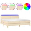 vidaXL Boxspringbett mit Matratze & LED Creme 200x200 cm Stoff