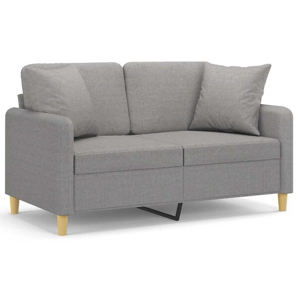 vidaXL 2-Sitzer-Sofa mit Kissen Hellgrau 120 cm Stoff